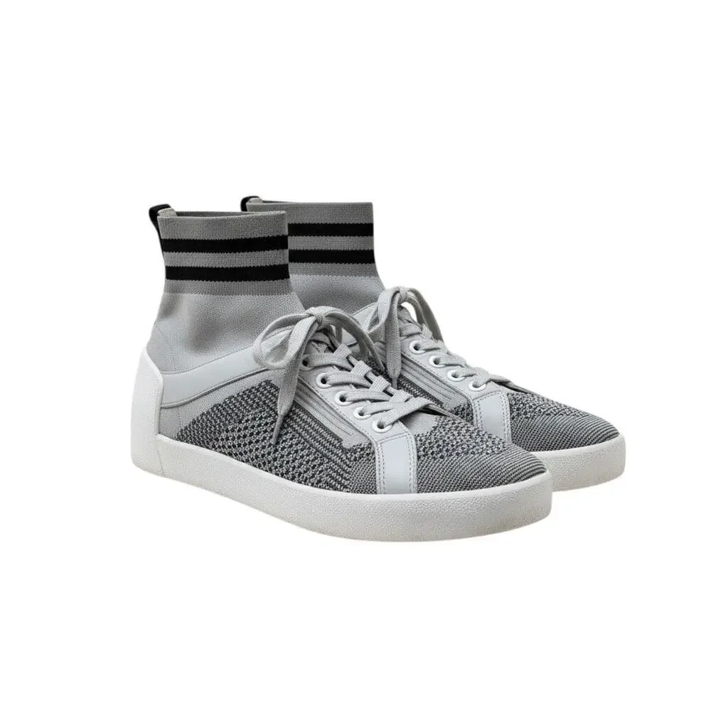 ASH Sock Style Knit High Top Sneakers Gray White Red Star EU 38